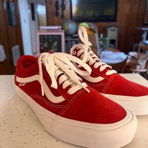 Vans Old Skool Red and White Pro Sneakers